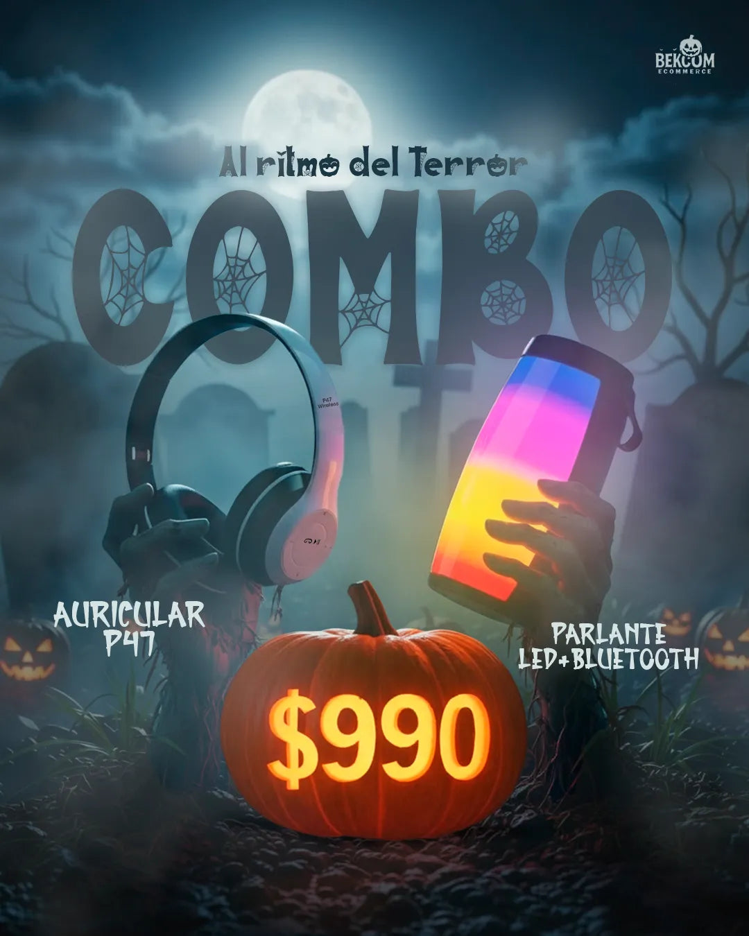 COMBO - Auricualres P47 + Parlante LED Bluetooth