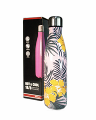 Botella Térmica de Acero Inoxidable 500ml – Diseño Floral Tropical 🌸