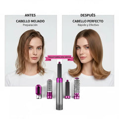 Secador de Pelo Profesional iónico con Peine 5 en 1 – Alisado, Rizado y Secado Rápido