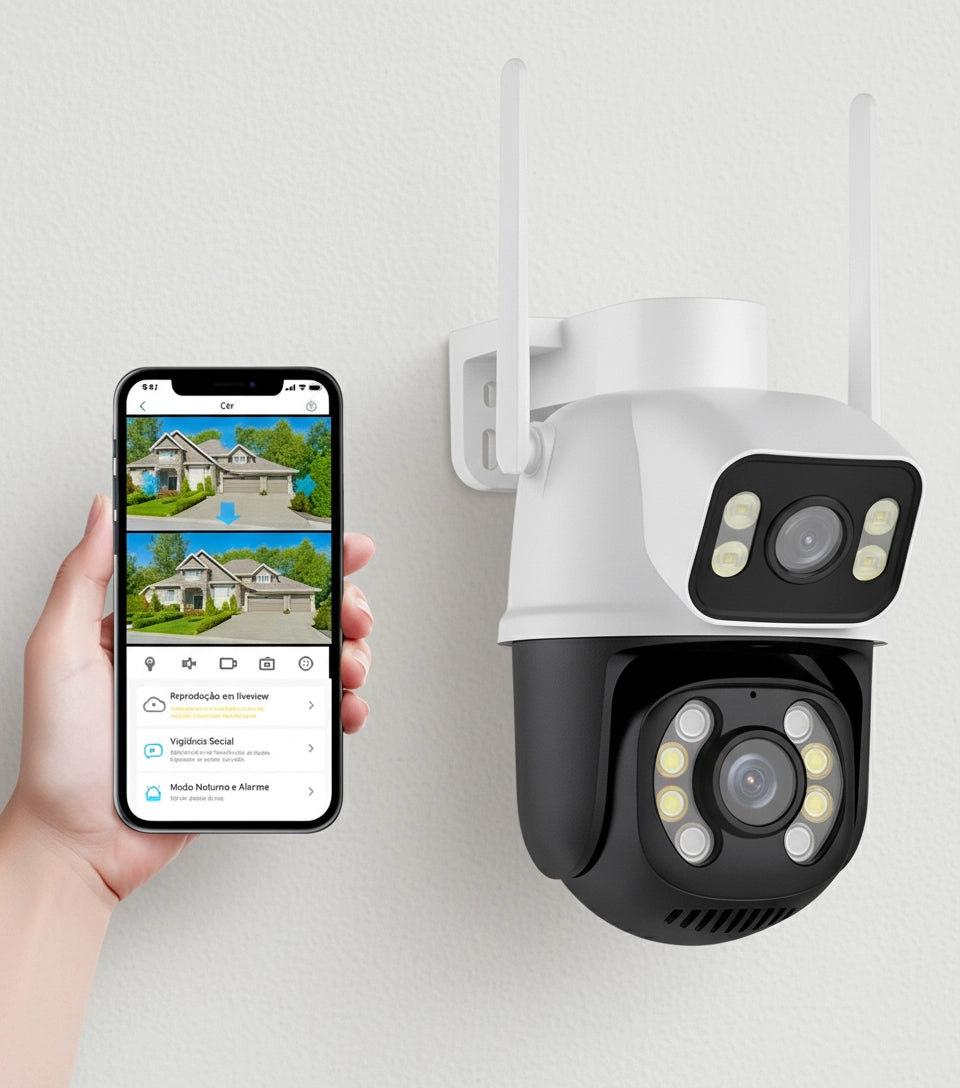 Cámara Seguridad Doble Lente Infrarrojo - Wifi Visón Nocturna Cámara Seguridad Doble Lente Infrarrojo - Wifi Visón Nocturna