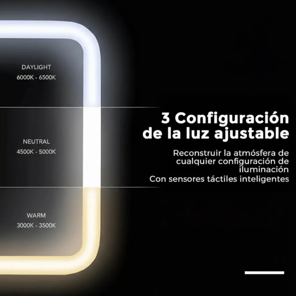 Espejo de Maquillaje con Luz LED y Ajuste de Tonos – Táctil y Compacto Espejo de Maquillaje con Luz LED y Ajuste de Tonos – Táctil y Compacto