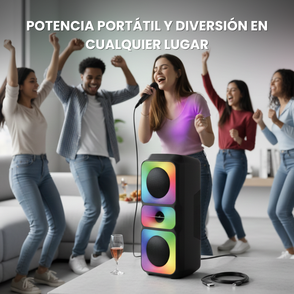 Parlante Karaoke — Potencia portátil y diversión en cualquier lugar - 40 x 15 x15