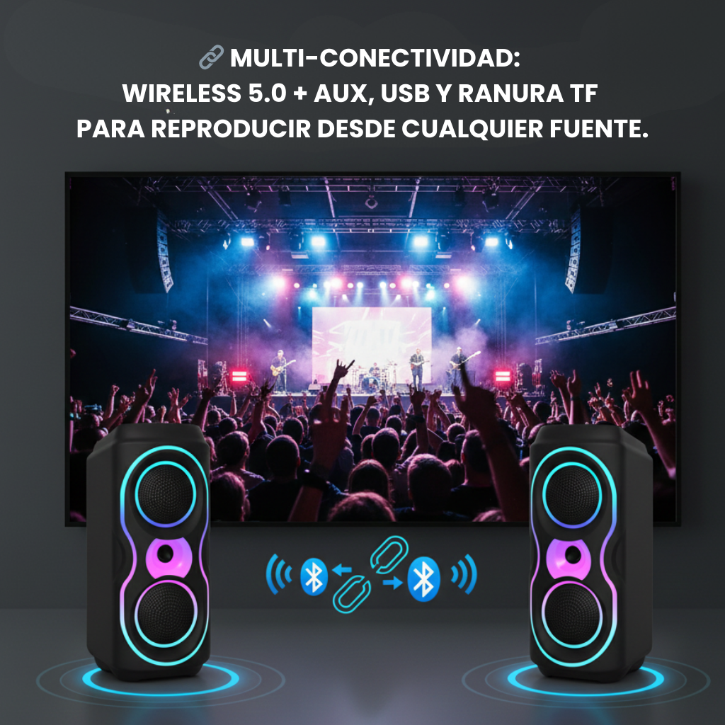 Parlante Karaoke - Potencia, luz y karaoke en movimiento - 40 x 15 x15