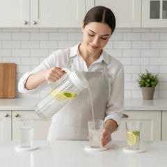 Set Jarra de Vidrio 1.5L + 4 Vasos - Ideal para el Hogar y Reuniones