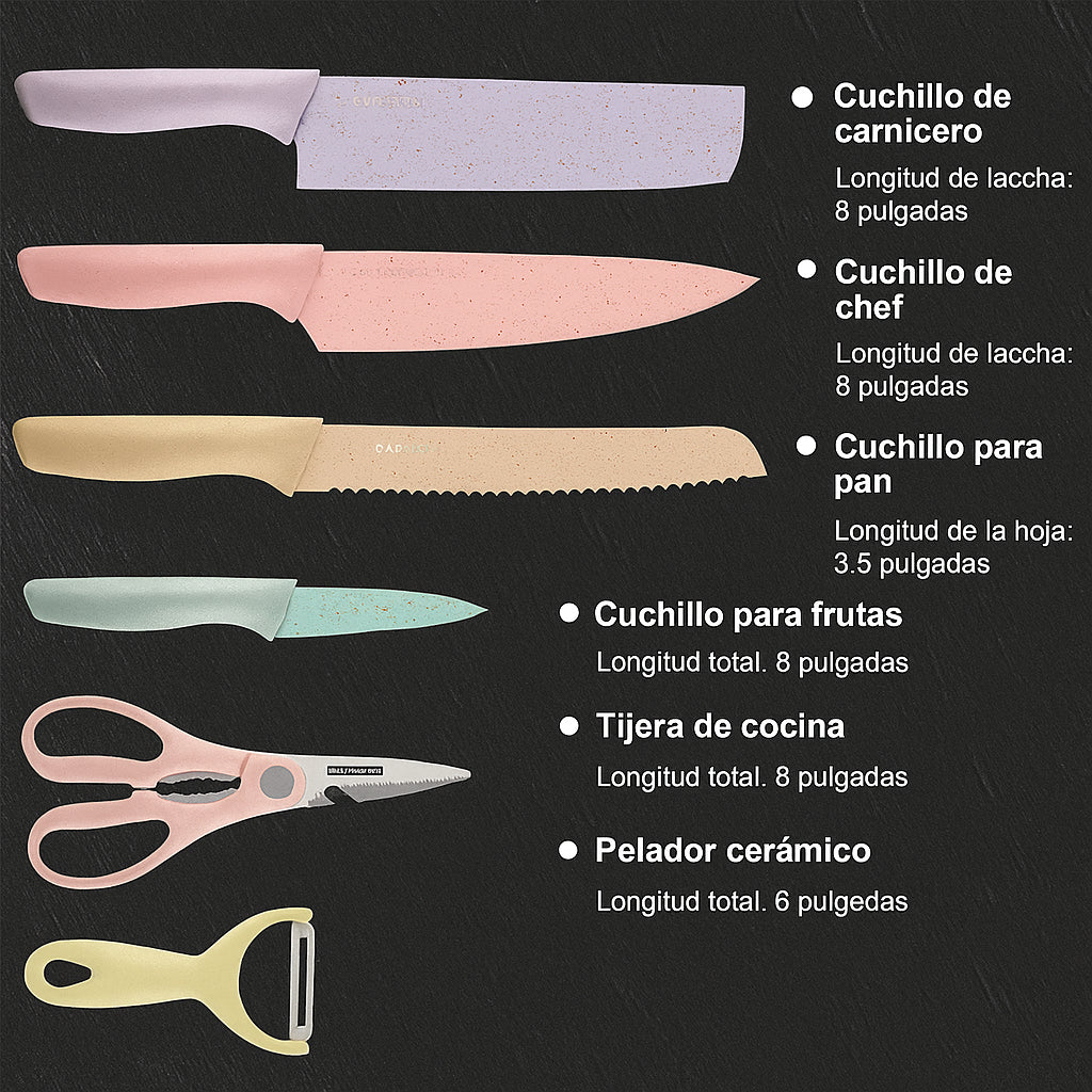 Set de Cuchillos de Cerámica 6 Piezas – Con Tijera y Pelador